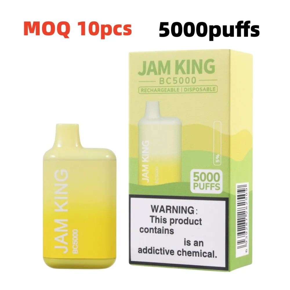 E cigarette BC5000 Jam King Vapes Jetable Puff 10000 Einweg Vape 13.ml saveur de jus 50mg 650mAh Puffbar rechargeable Bang 5000 bouffées 7000 7k Ti7000