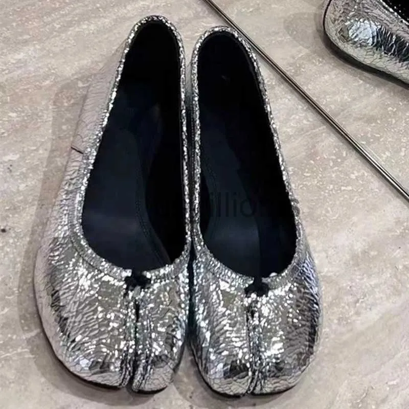 Scarpe eleganti Donna Appartamenti New Fashion Ssilver plit Toe Ballerine Donna Slip On Ballerine Soft Slip On Mocassini scarpe eleganti femminili J230727