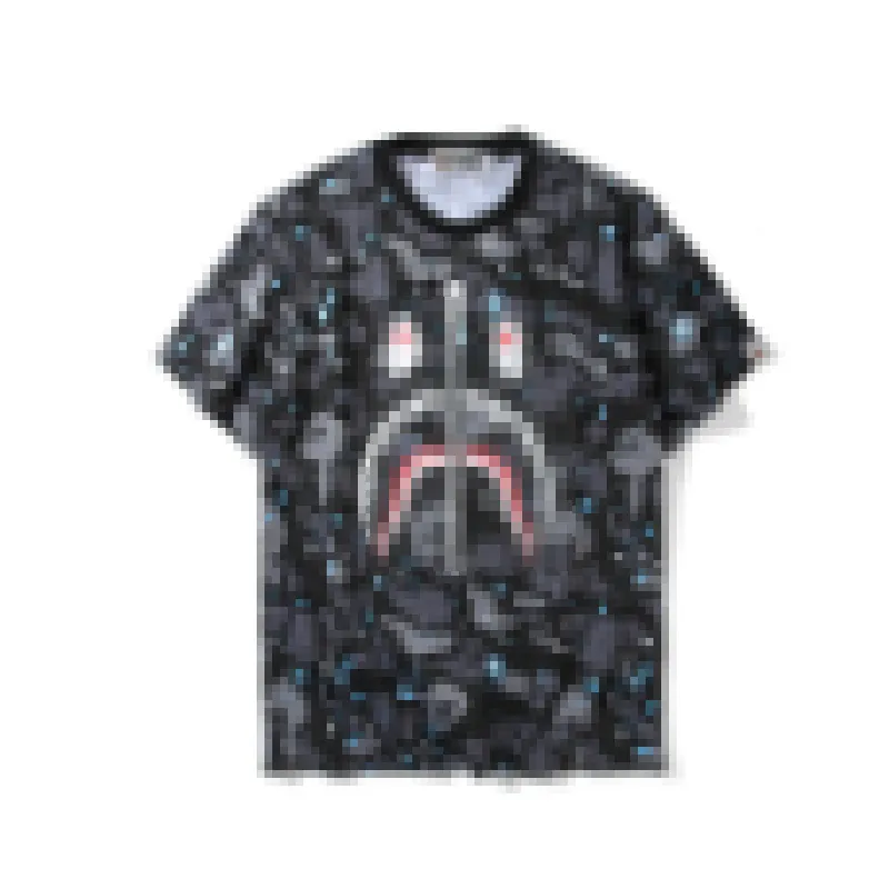 A Bathing Ape Camisa Verão Adolescente Trendy Tubarão Manga Curta Masculina Feminina Starry Night Glow Personalizada Camiseta Gola Redonda