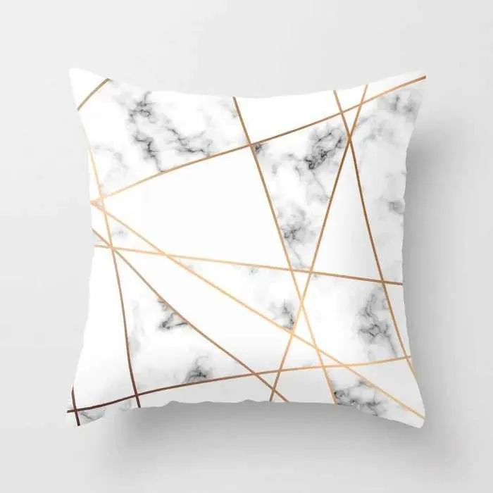 Cushion/Decorative Marble Geometric Printed Cushion Cover For Sofa Decorative case Polyester 45*45 Throw Home Decor cover