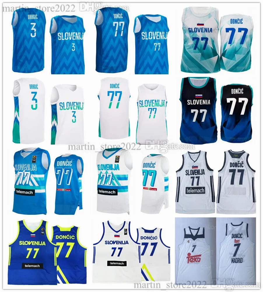 2023 FIBA Slovenië Wereldbeker Basketbal 77 Luka Jerseys Doncic 3 Zoran Dragic Jaka Blazic Sasa Ciani Vlatko Cancar Jakob Cebasek Ziga Dimec Gregor Glas Gregor Hrovat