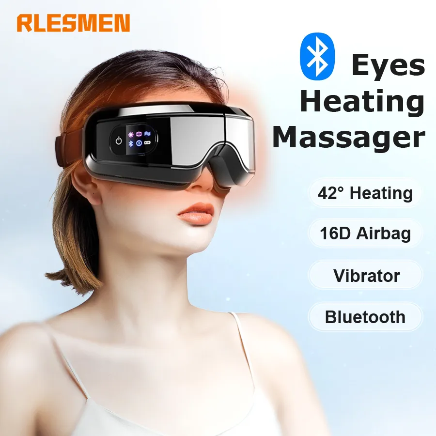 Massaggiatore oculare RLESMEN Occhiali da massaggio Riscaldamento a 42° Maschera per gli occhi Bluetooth Musica Airbag Massaggiatore per occhi secchi Strain Strumento Occhiaie Assistenza sanitaria 230726