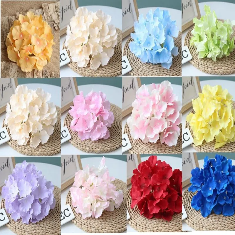 Fleurs artificielles hortensia têtes de fleurs fournitures de fête de mariage Simulation fausse tête de fleur décorations pour la maison