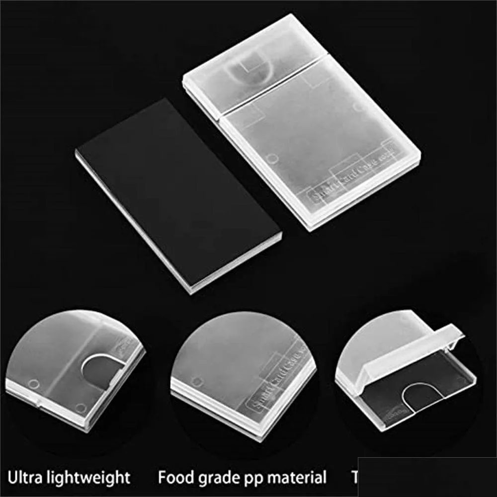 Slim Plastic Business Card Holder With Clear Pocket Portable Storage