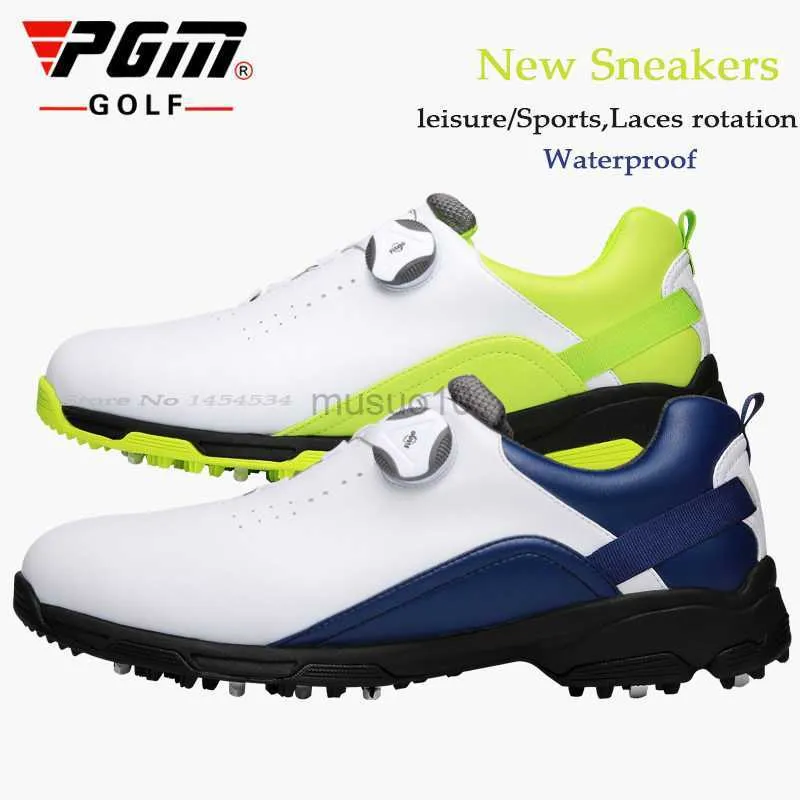 Other Golf Products 2022 New Men SportsWear Outdoor Shoes Rotating Buckle Microfiber Leather PU Golf Ball Sneakers Non-slip Fixed Spike Shoes XZ143 HKD230727