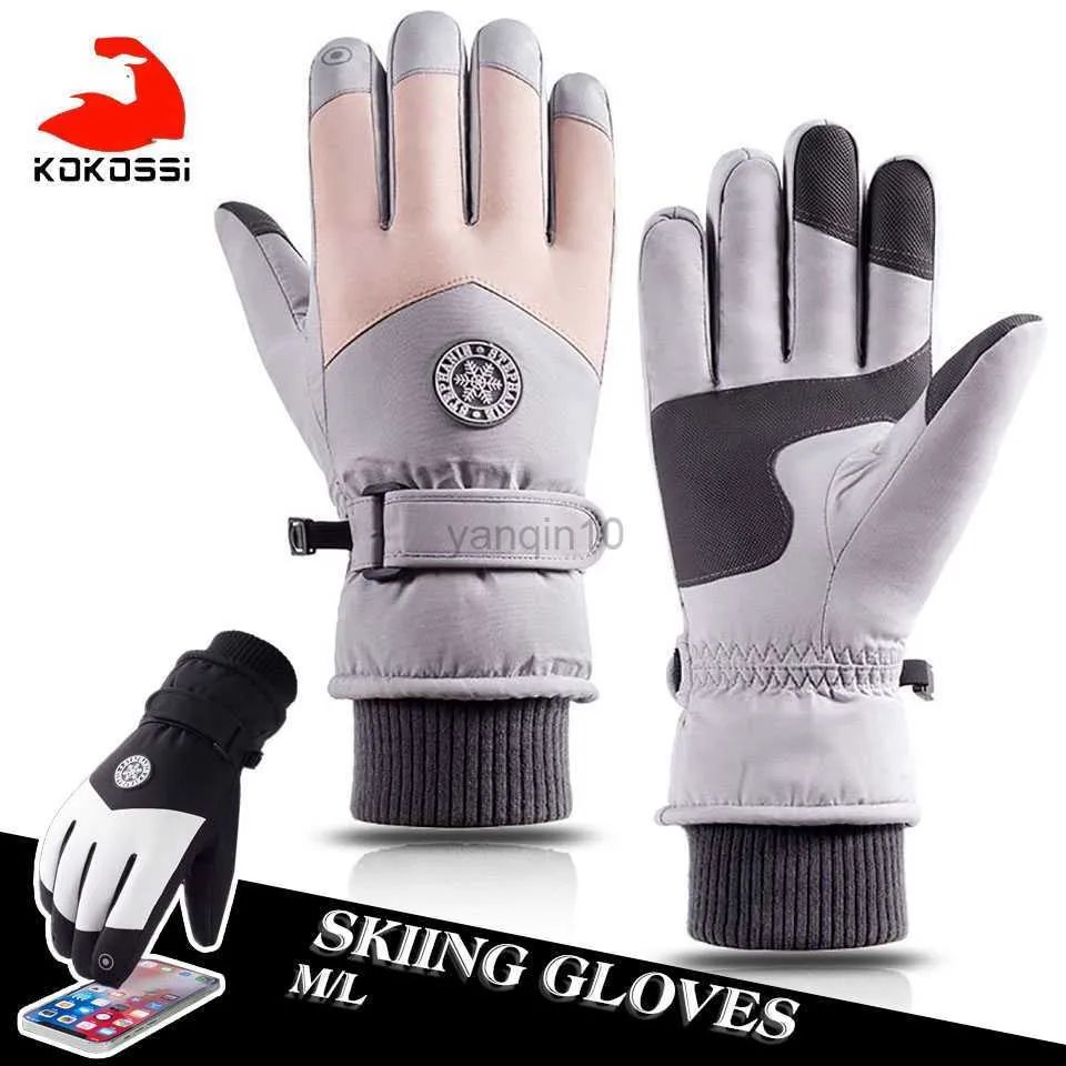 Skihandschoenen Kokossi Winter Warmte Skihandschoenen Buitensporten Unisex waterdicht Winddicht Aanraakscherm Antislip Fietsen Sneeuw Snowboardhandschoenen HKD230727