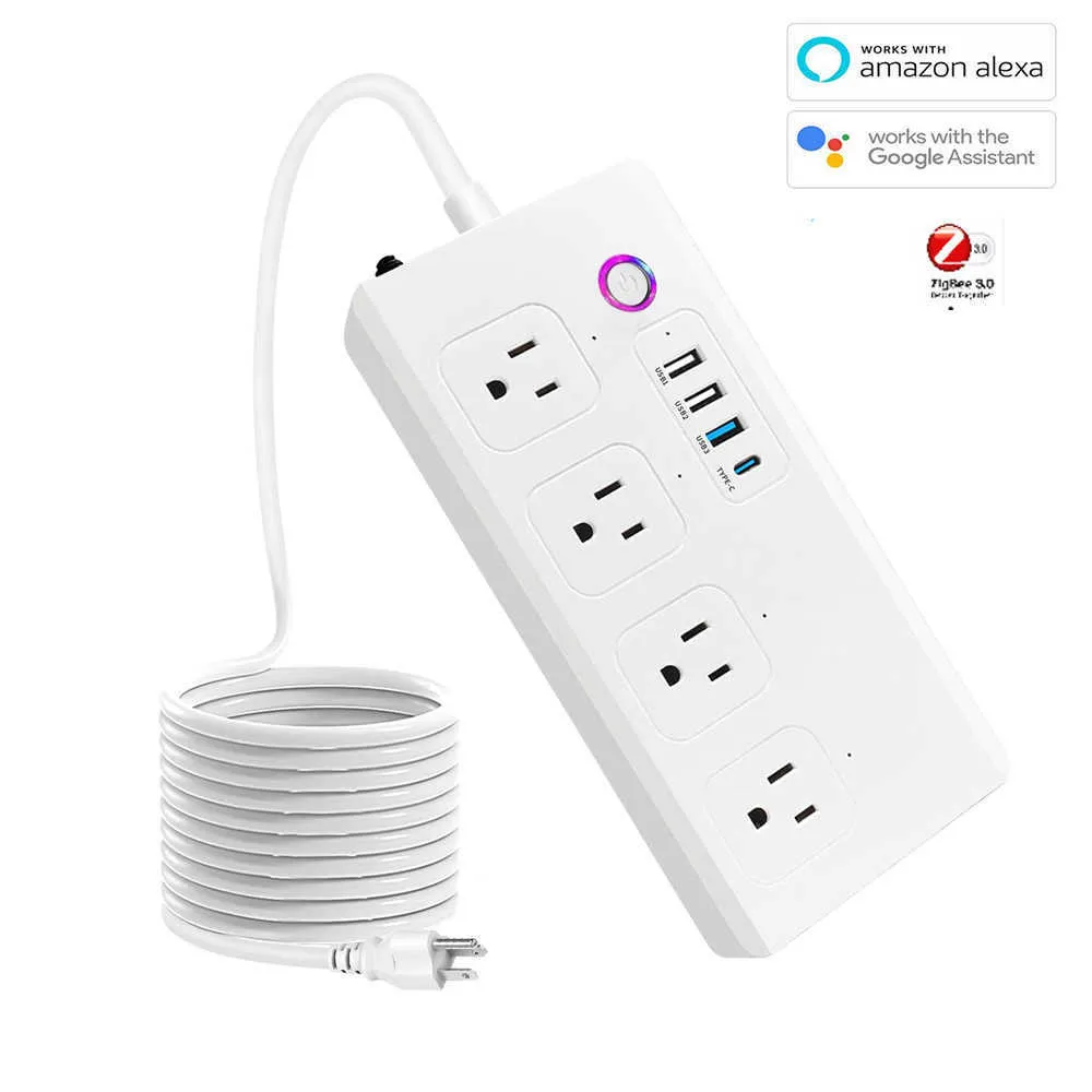 Smart Power Plugs ZigBee Power Strip Energy Monitoring Individuell kontroll WiFi Smart USB Socket US Plug Tuya Smart Life Home Alexa HKD230727