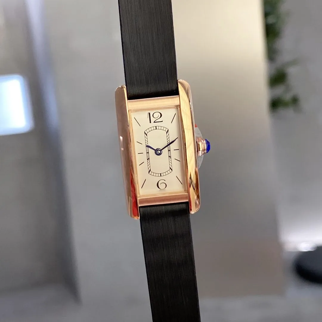 Luxury Fashion Womens Diamond Watch Mens Watch Couples American Watch Quartz 35.8mm Vintage Watch Gold White Gold Rectangular Watch Calf Leather strap Gift femme