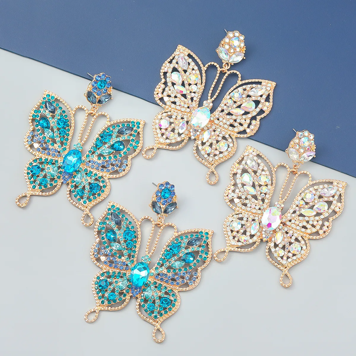 Crystal Rhinestone Butterfly Kolczyki dla kobiet Crystal Luksusowe kolczyki cyrkonowe