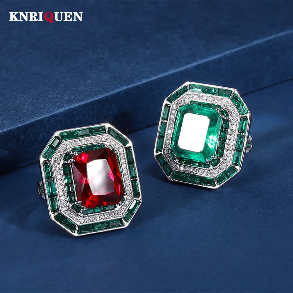 Anneaux de mariage 2023 Vintage 1214MM Ruby Emerald Lab Diamant Bandes Gemstone Cocktail Party Fine Jewelry Femme Anniversaire Cadeaux 230726