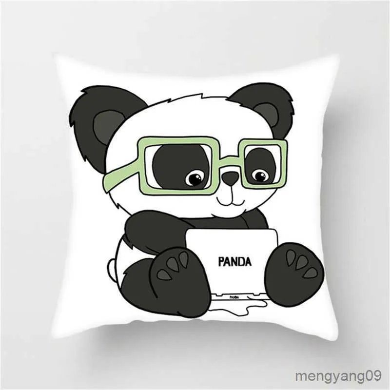 Kudde/dekorativ anpassningsbar soffa sovrum söt panda fall nationell skatt panda filt hem dekoration fall r230727