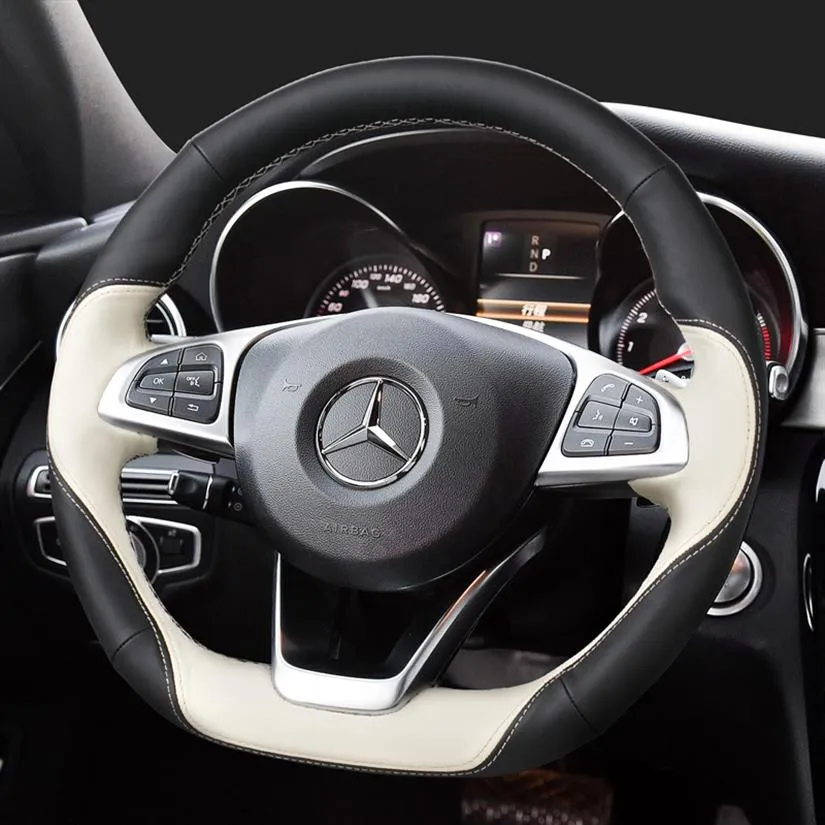 DIY for Mercedes Benz hand sewn leather steering wheel cover S-class c260l e300l A200 glc260l Glab sport276A