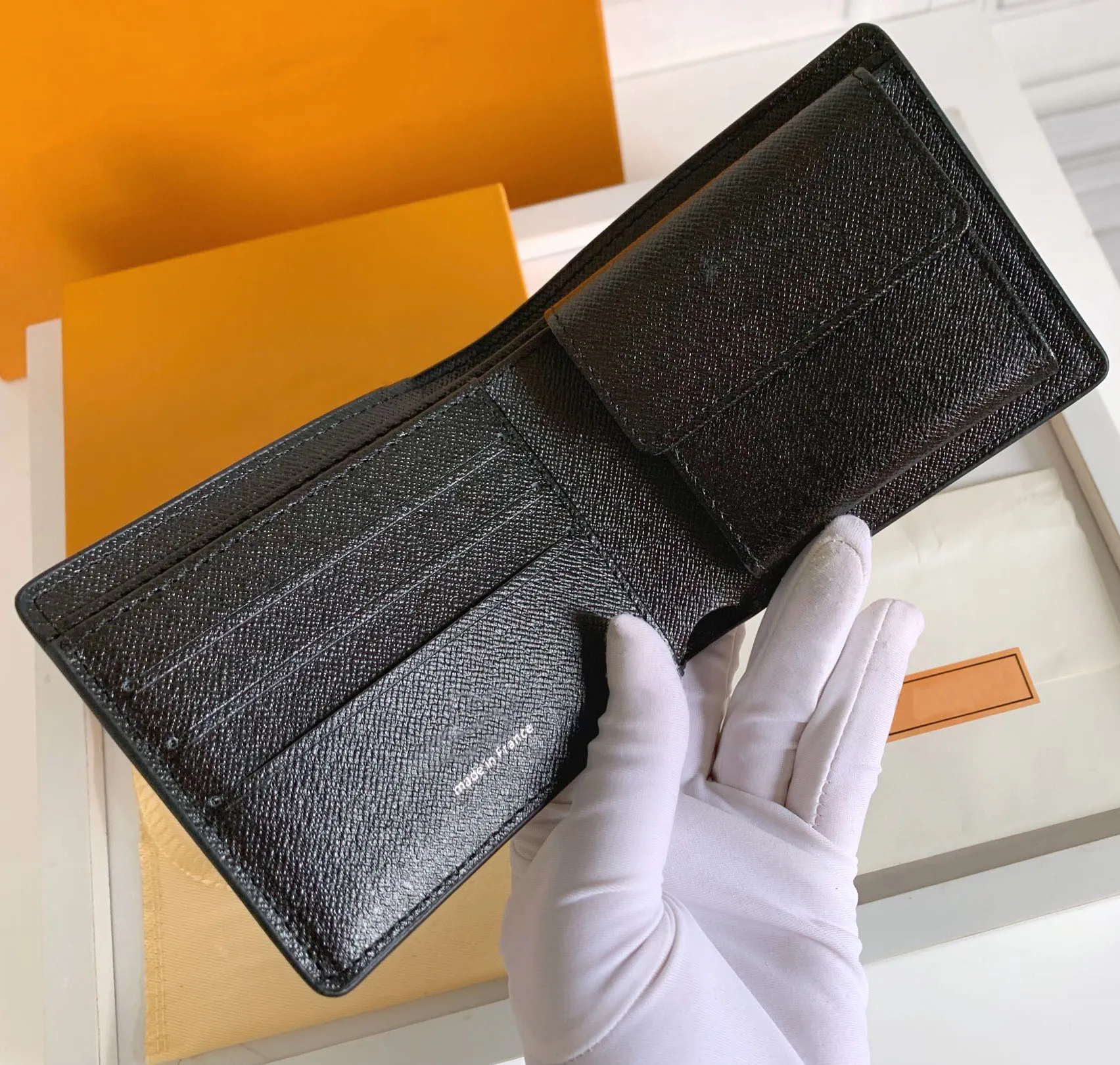 Designer Purse wallet Leather Black flower Womens  pouch card holder luxury wallets Embossed CardHolder