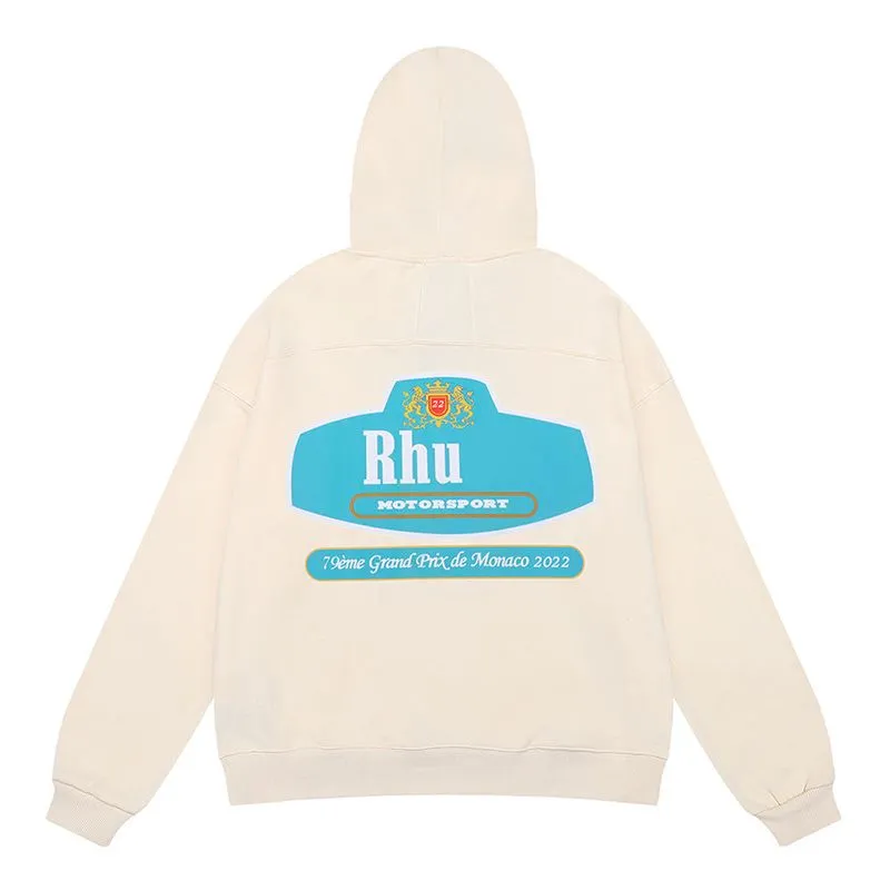 Sweat à capuche pour hommes Designer Rhude Sweats à capuche Lettre Imprimer Pulls molletonnés à manches longues à capuche rétro High Street Full Zip Up Veste à capuche Hommes Tops en coton Taille américaine S-XL SL