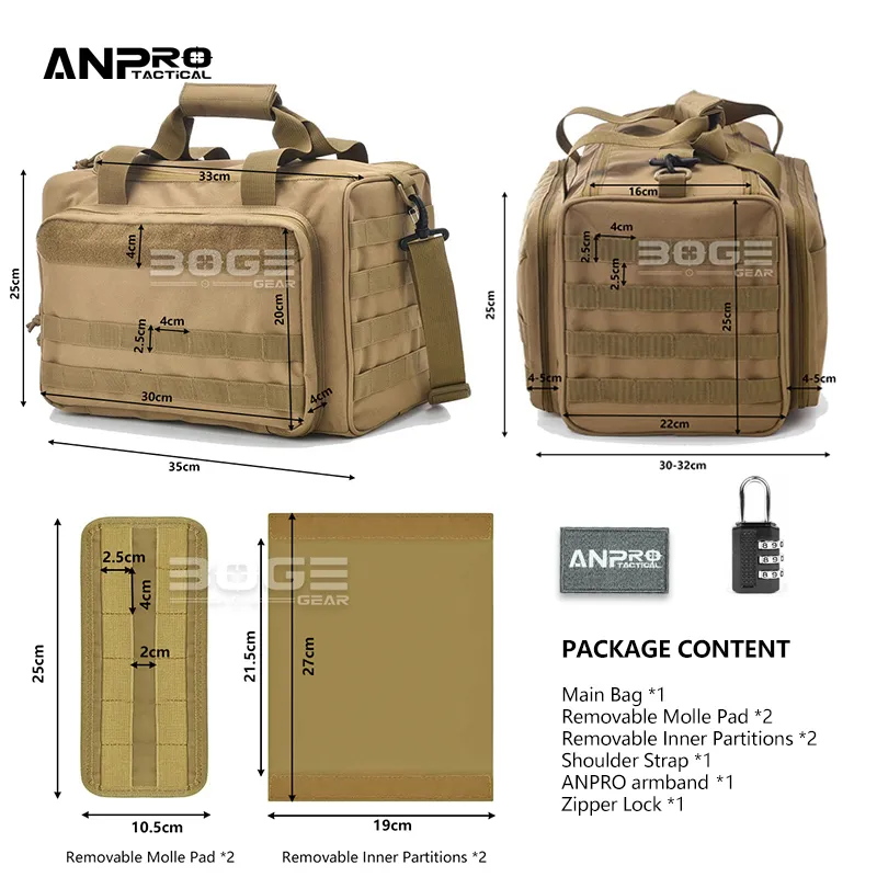 Outdoor Bags Tactical Range Bag Molle System 600D Waterproof Gun
