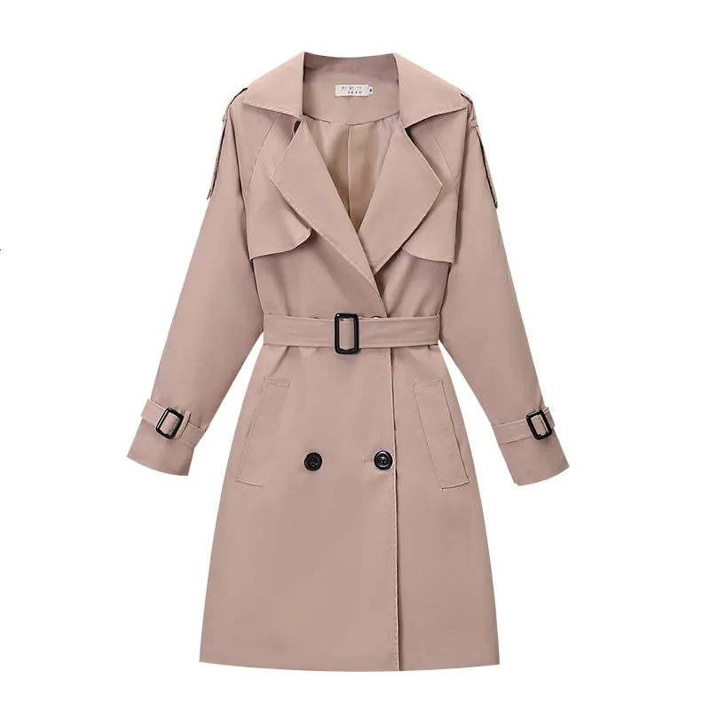 Trench-Coat Femme Grande Taille 4XL Trench-Coat Femme Kaki Mince Double Boutonnage Dames Outwear Avec Ceinture Femme Casual Coupe-Vent Automne 230726