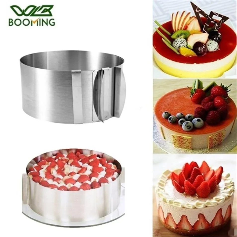 WBBOOMING Anel de Mousse Ajustável 3D Formas de Bolo Redondos em Aço Inoxidável Cozinha Ferramentas de Decoração de Sobremesas 3 Tamanhos 2202212496