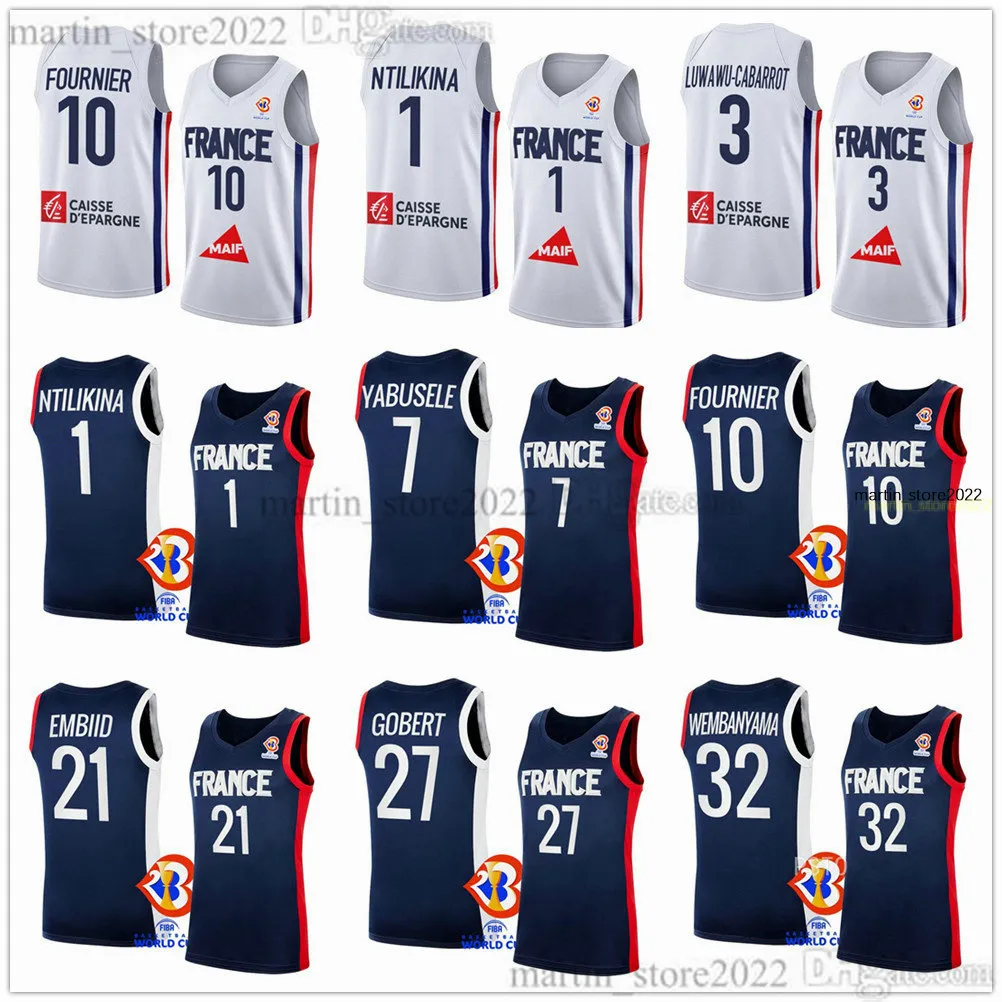 2023 France Team Basketball Jersey Nicolas Batum Evan Fournier Rudy Gobert Frank Ntilikina De Colo Guerschon Yabusele Francisco Lessort Okobo Ouattara Tarpey Fall