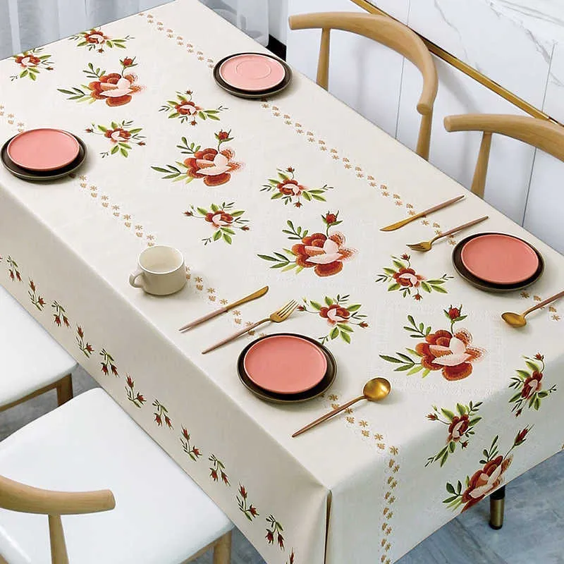 Tischdecke mit Blumendruck, rechteckige Tischdecke für Tisch, Hochzeitsdekoration, wasserdicht, für Esstisch, Couchtisch, De Table
