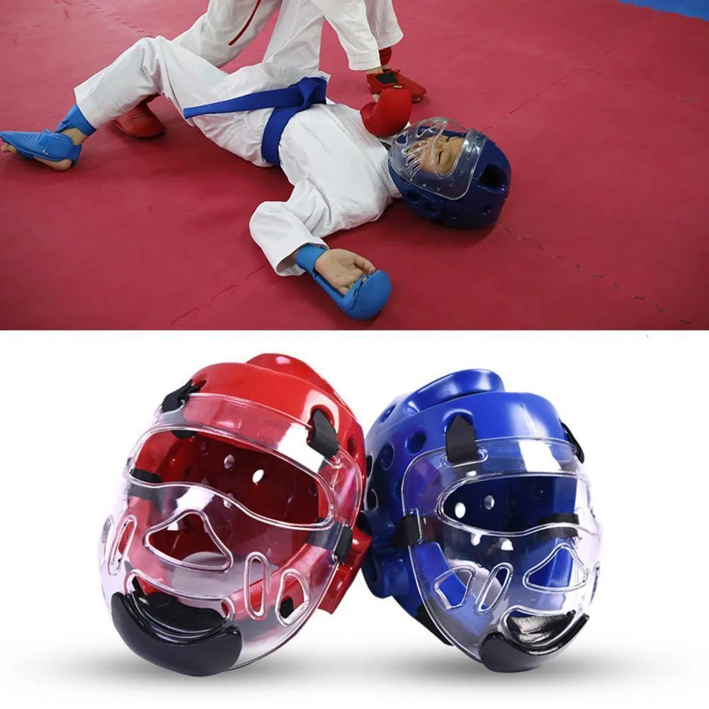 Тактические шлемы Taekwondo шлем для взрослых детей борьбы с борьбой с маской для лица защита оборудования для сквозного оборудования 230726