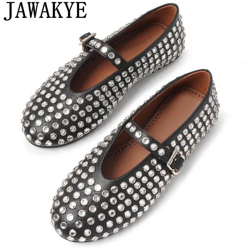 Klänning Summer Round Toe Flat Ballet Women Brand Leather Rivet Buckle Strap Loafers Causal Walking Shoes 230726 Gai Gai Gai