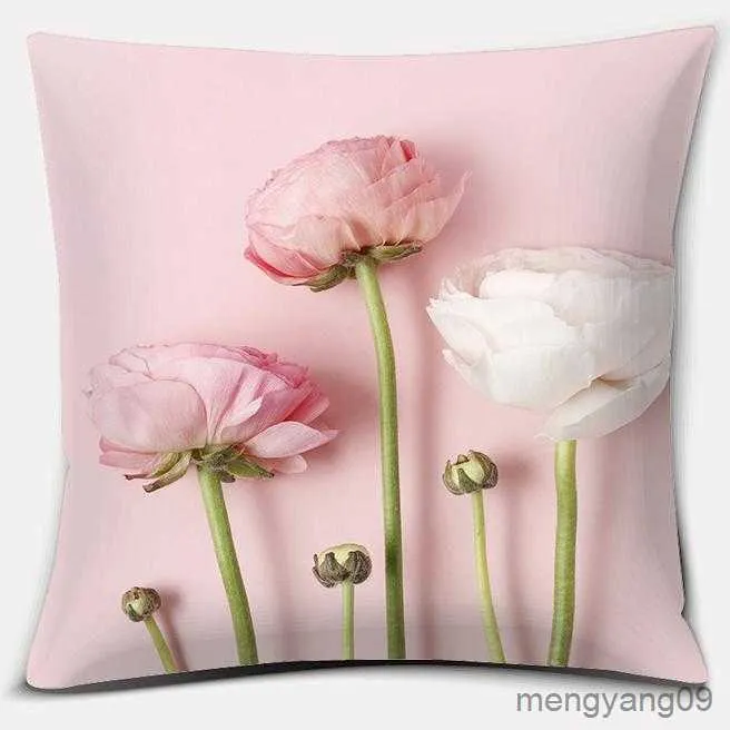 Cushion/Decorative Pink Flower Series Throw Case Home Office Decoration Bedroom Sofa Car Cushion Cover R230727