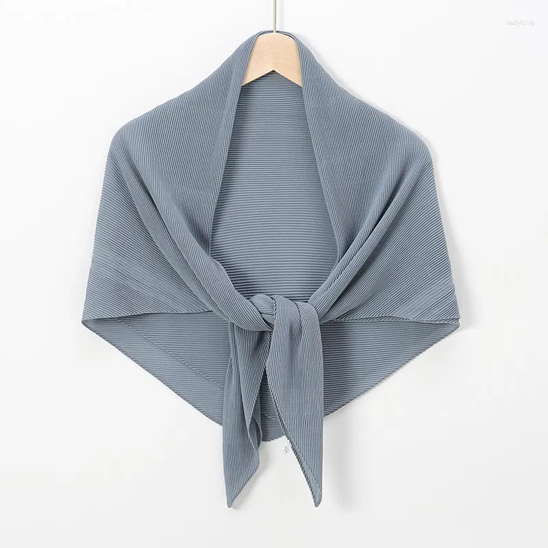 Scarves S 100 100cm Crinkle Square Bubble Chiffon Women's Head Shawl Scarf Muslim Wrinkle Kerchief Solid Color
