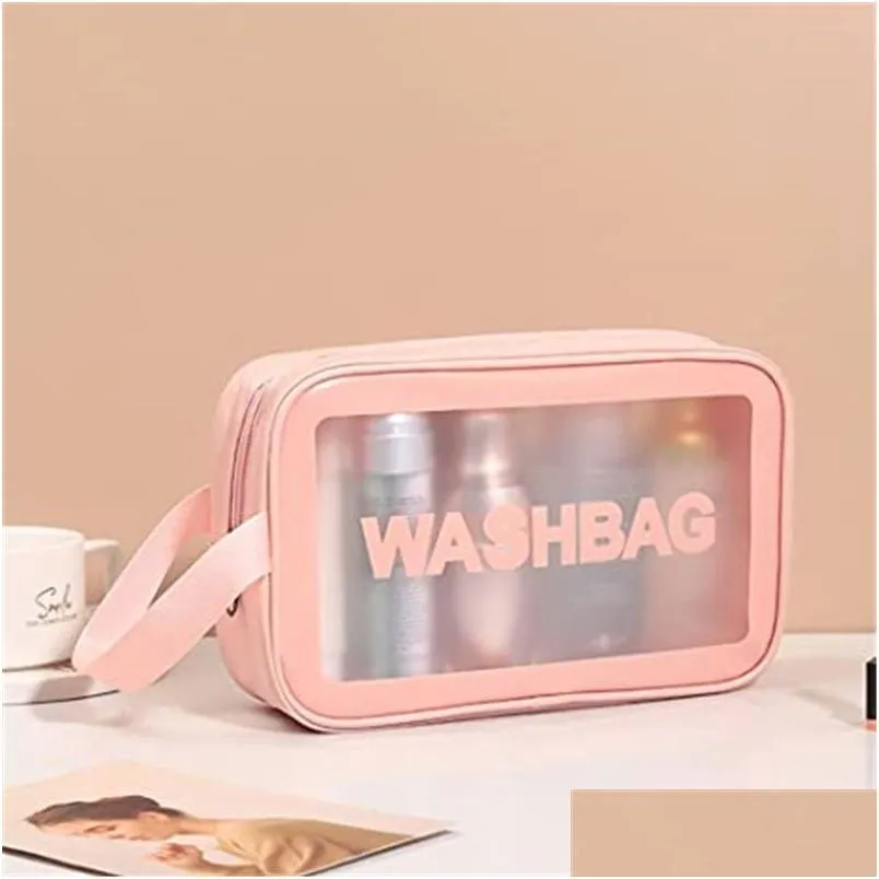 Storage Baskets Clear Toiletry Bag Waterproof Makeup Cosmetic Bags Travel Organizer Large Capacity Pvc Wash Pouch Drop Delivery Home G Ot5Vb