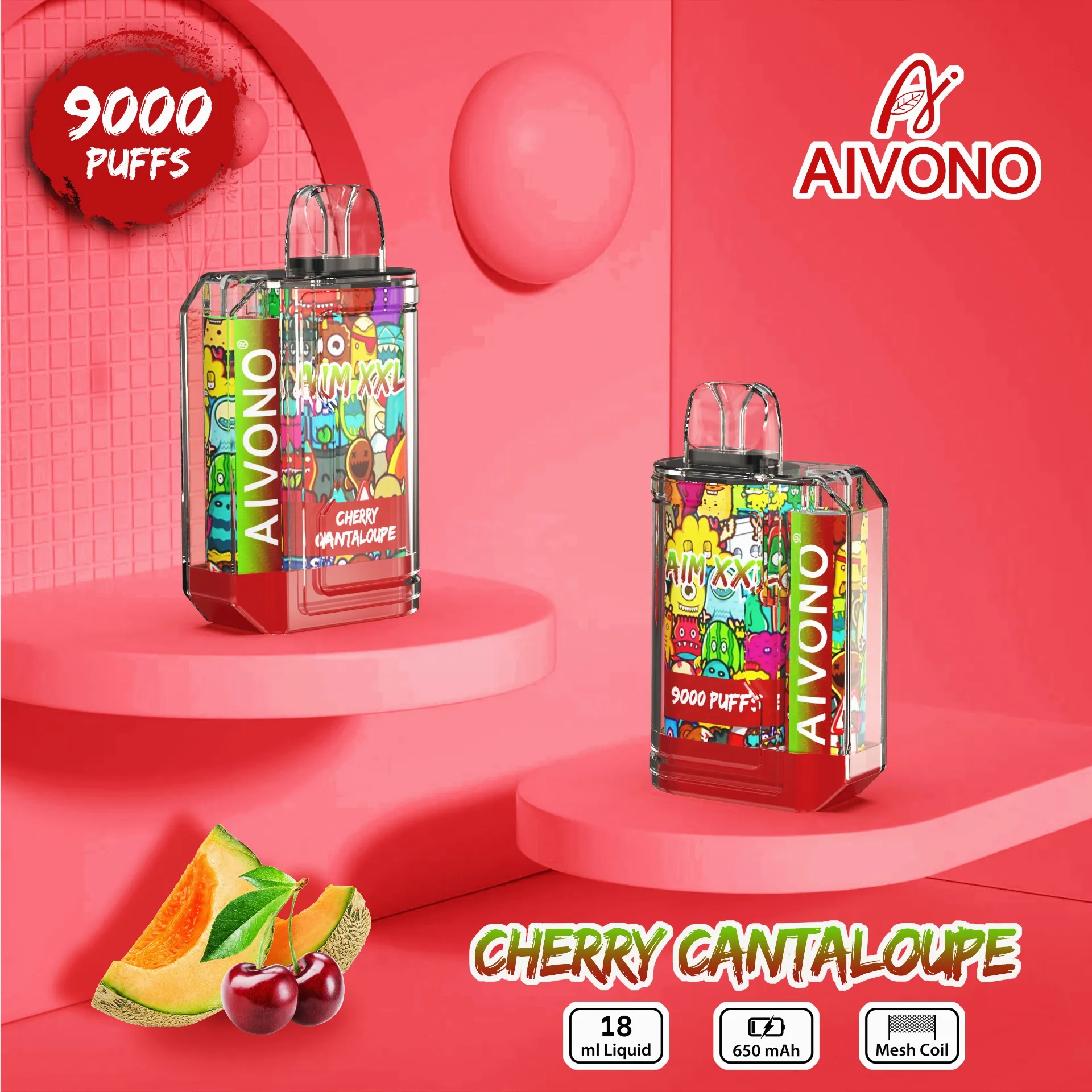 원래 Aivono AIM XXL 9000 퍼프 스마트 vape e Cigeratte vape 19ml 용량 650mAh 충전식 배터리 바 펜트 제조업체 구별