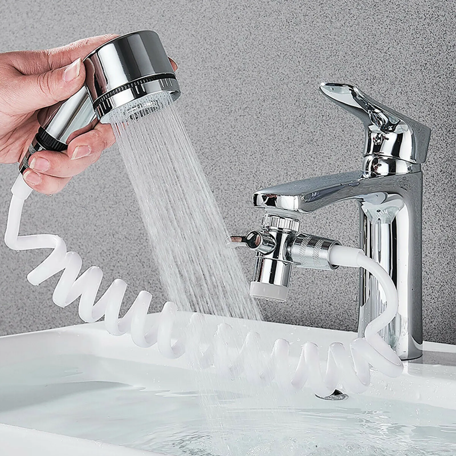 Rubinetti del lavandino del bagno spruzzatore per la casa spruzzatore toccaggio dell'acqua ugello regolabile set di doccia regolabile fulbo murati comodo per installare bvuyyu 230726