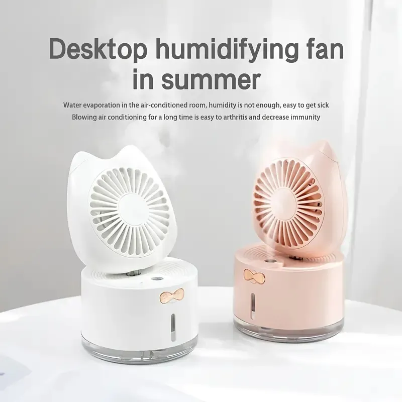 Ventilateur humidificateur pour chat mignon : gardez votre maison fraîche et confortable avec le BD-MM1 2 en 1.