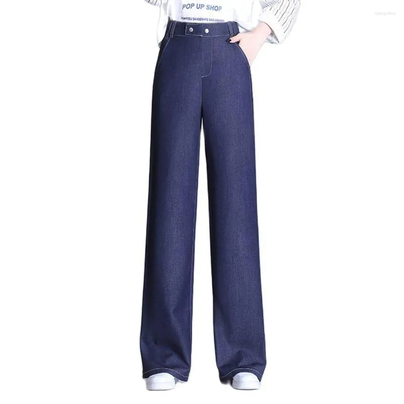 Jeans da donna da M a 9XL 2023 Fascia elastica in seta di ghiaccio Vita alta Gamba larga Pantaloni larghi in denim larghi larghi per l'estate 9156