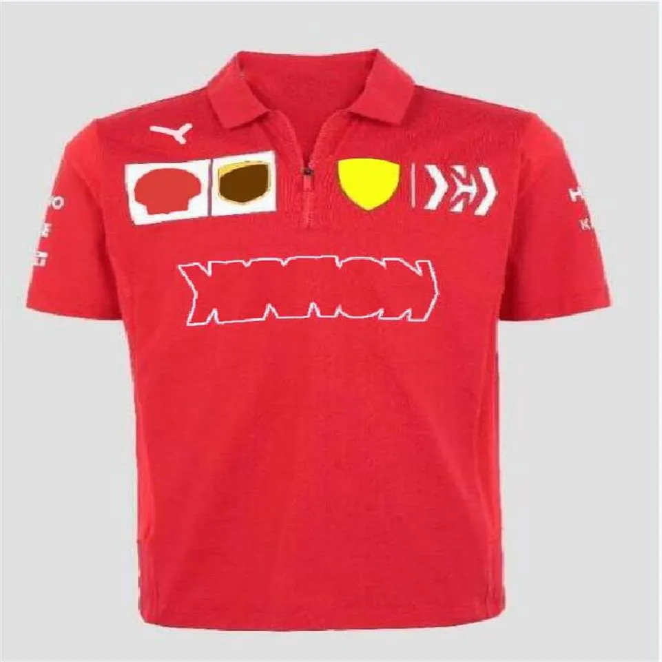 T-shirt di Formula Uno La nuova maglietta rossa della squadra di f1 Tuta da squadra per gli appassionati di auto Tuta da corsa personalizzata T-shirt con risvolto a maniche corte t293e ad asciugatura rapida