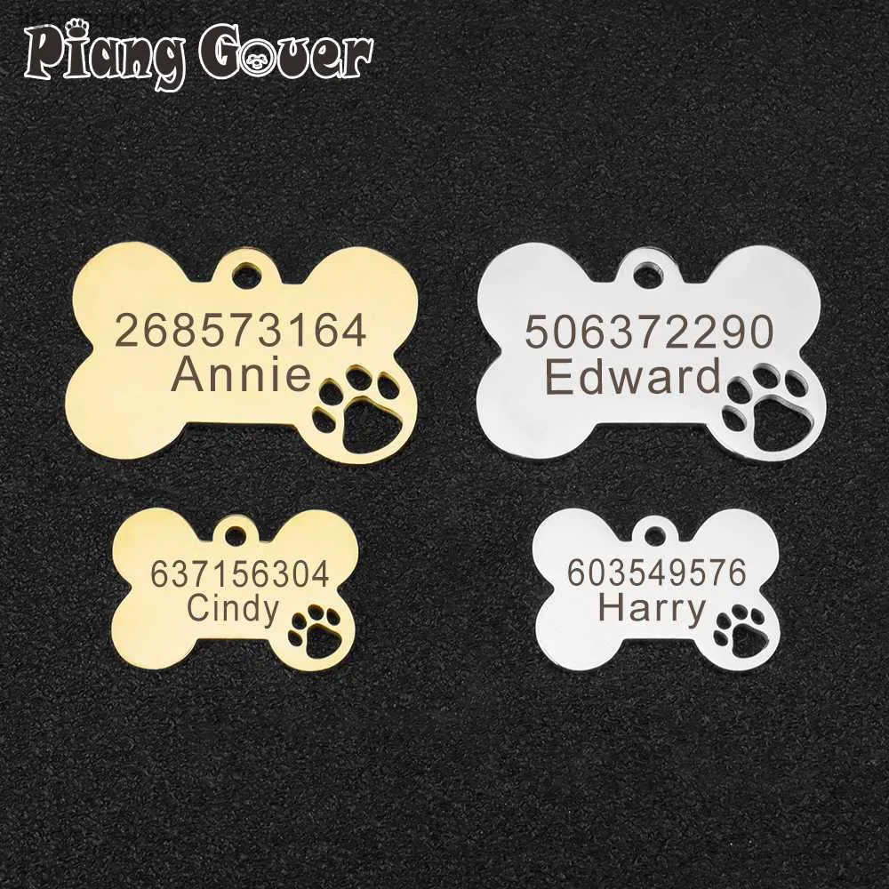 Évider os chien de compagnie bricolage personnalisé Anti-perte nom personnalisé collier de chat pendentif pour animaux de compagnie collier chaîne accessoire L230620