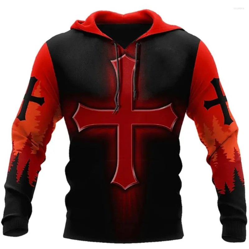 Sweats à capuche pour hommes imprimés en 3D sweat à capuche drôle pour hommes/femmes grande taille Costume chevalier templier armure jésus garde pull Street Wear