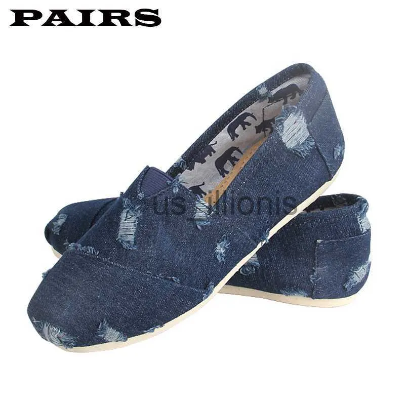 Chaussures habillées printemps femmes mocassins peu profonds hommes toile chaussures denim femme chaussures décontractées confortable respirant dames chaussures grande taille 44 J230727