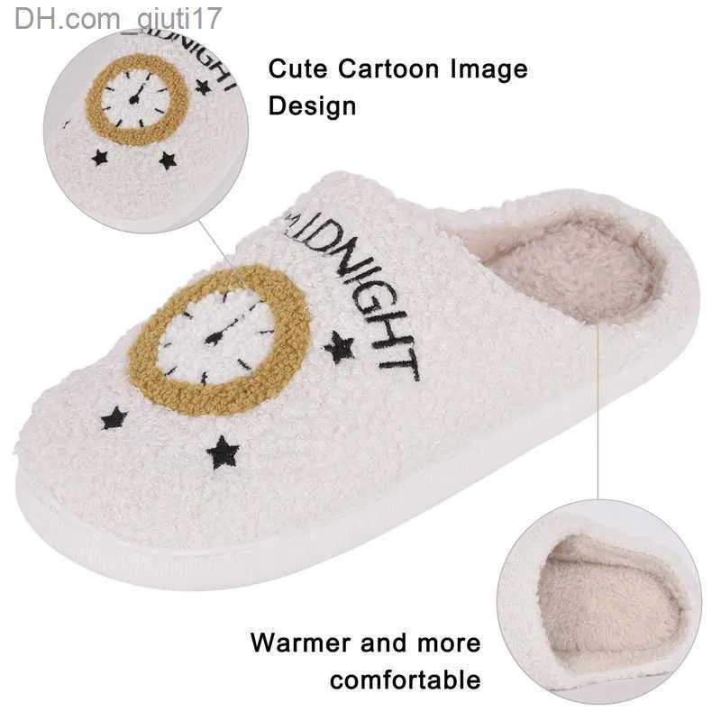 Slippers Cute warm meet me at midnight slider cushion soft comfortable flat fur female cartoon Ramadan house slider fun shoes Z230727