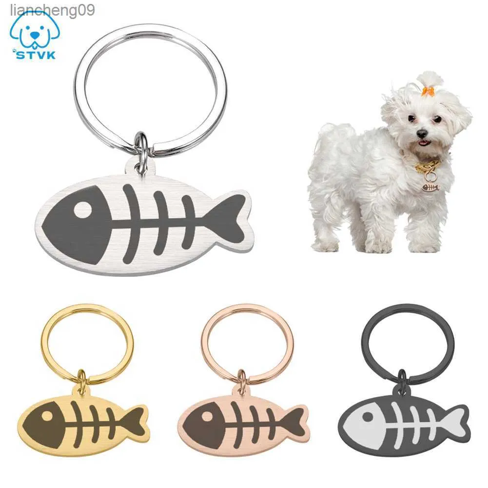 Coleira personalizada para cães de estimação de aço inoxidável com placa de identificação para cães de estimação para cães de tamanho médio gravada L230620