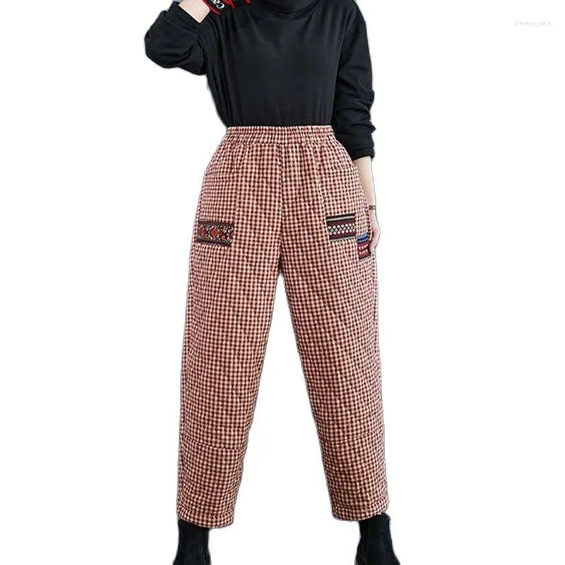 Damesbroek Dikker Toevoegen Katoenen Roosterbroek Vrouwelijke Herfst Winter Losse Hoge Taille Externe Wear Harem Dames