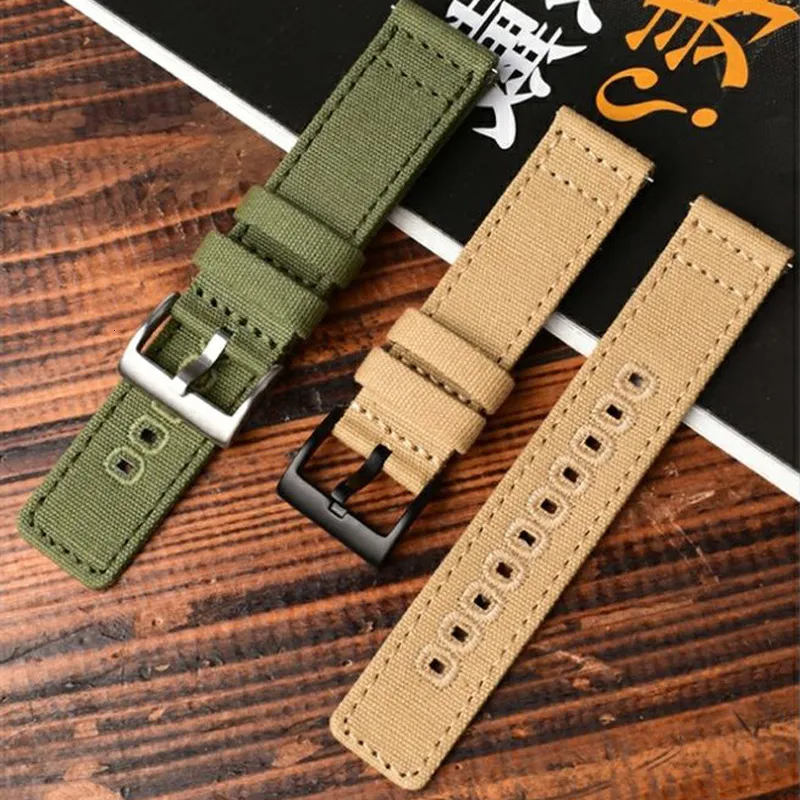 Horlogebanden Quick Release Canvas Bandjes Nylon Band 18mm 20mm 22mm Geborstelde Gesp Geschikt Voor Smartwatch Aaccessories 230727