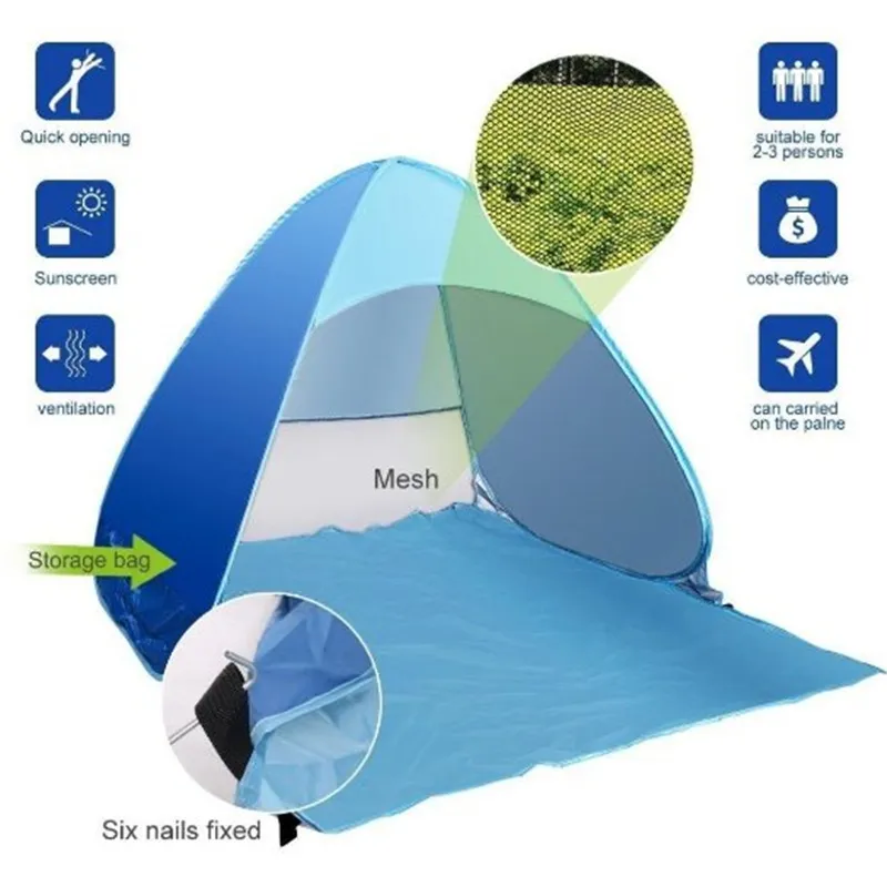 Fully automatic quick opening beach shading folding camping tent outdoor beach tent HW66