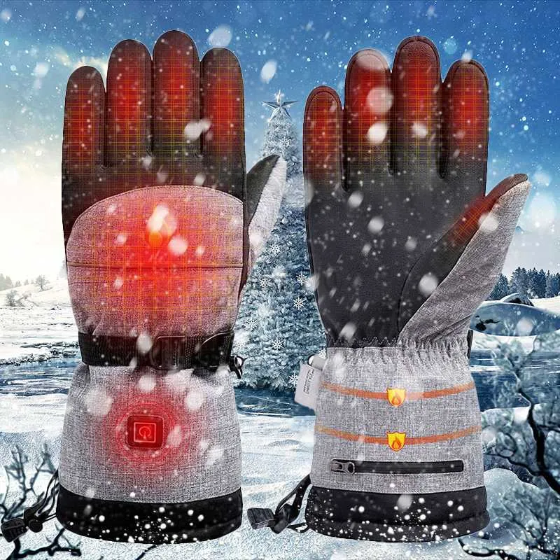 Лыжные перчатки 2022 Новый электрический нагреватель сноуборд Snowboard Snowboard Gloves Снежные варежки с ветропроницаемыми Водонепроницаемыми мужчинами Женщины сноуборды лыжные перчатки HKD230727