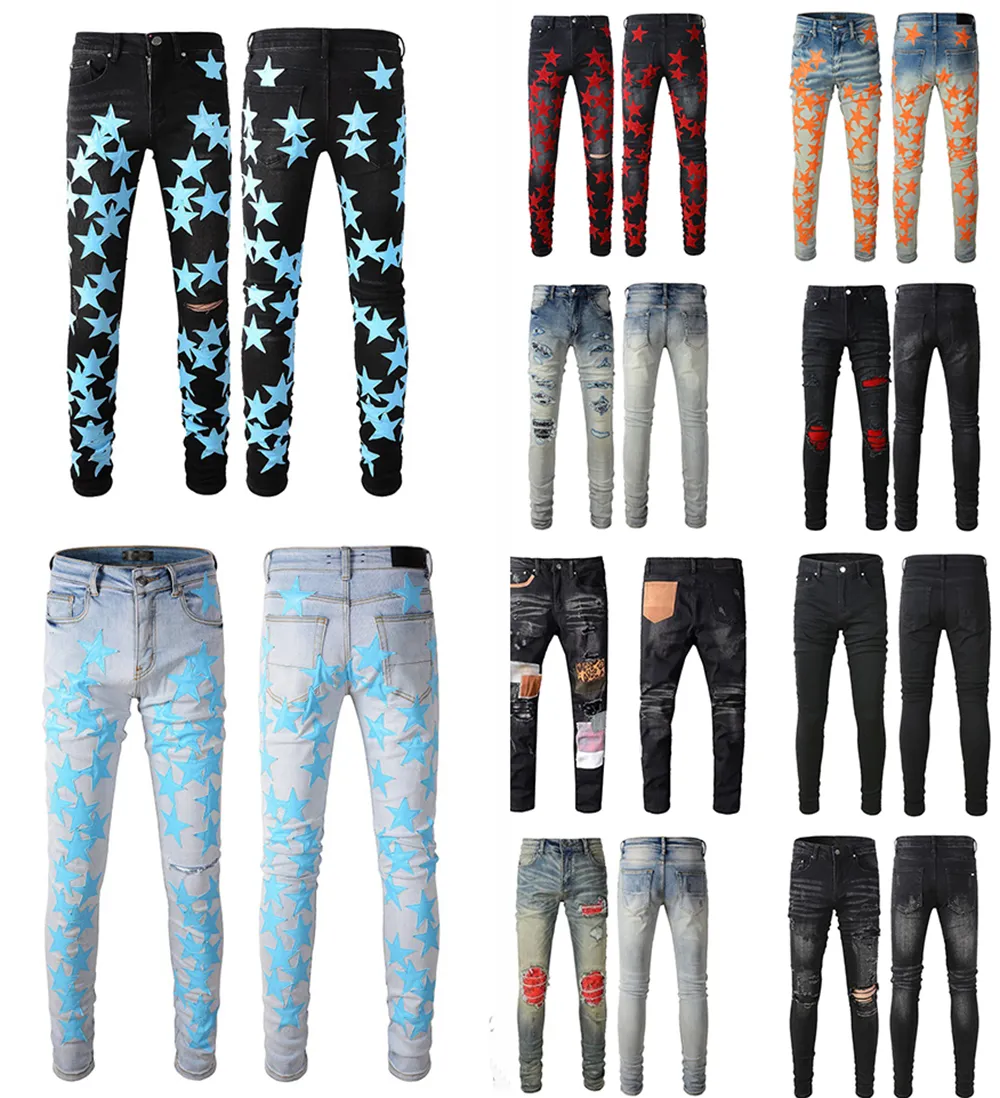 Amari jeans skinny masculinos jeans masculinos calças de grife rasgadas skinny retas finas elásticas denim fit biker jeans calças compridas elegantes retas slim fit jeans