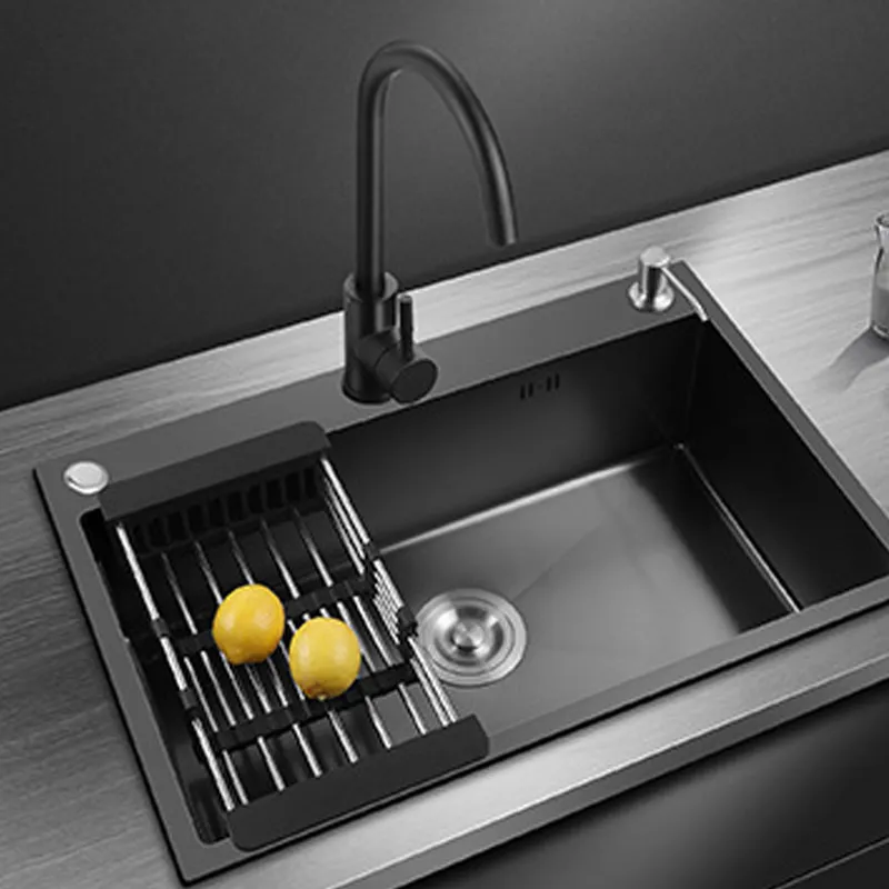 Tvätta bassängen Single Sink Creative rostfritt stål Kitchen Sinks Drain Set Home Handmade Wash Basin Kitchen Accessories