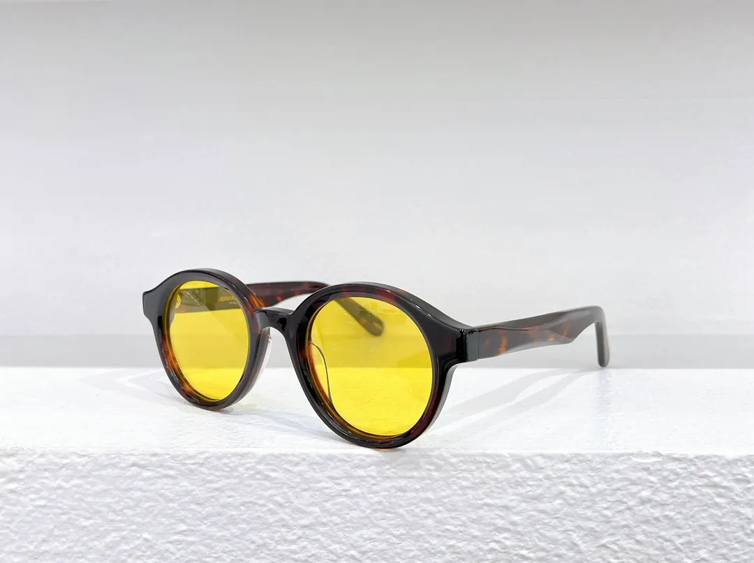 Óculos de Sol Retrô Redondo Lentes Amarelo Tartaruga para Homens Mulheres Tons de Verão Óculos de Sol com Proteção UV Óculos com Caixa