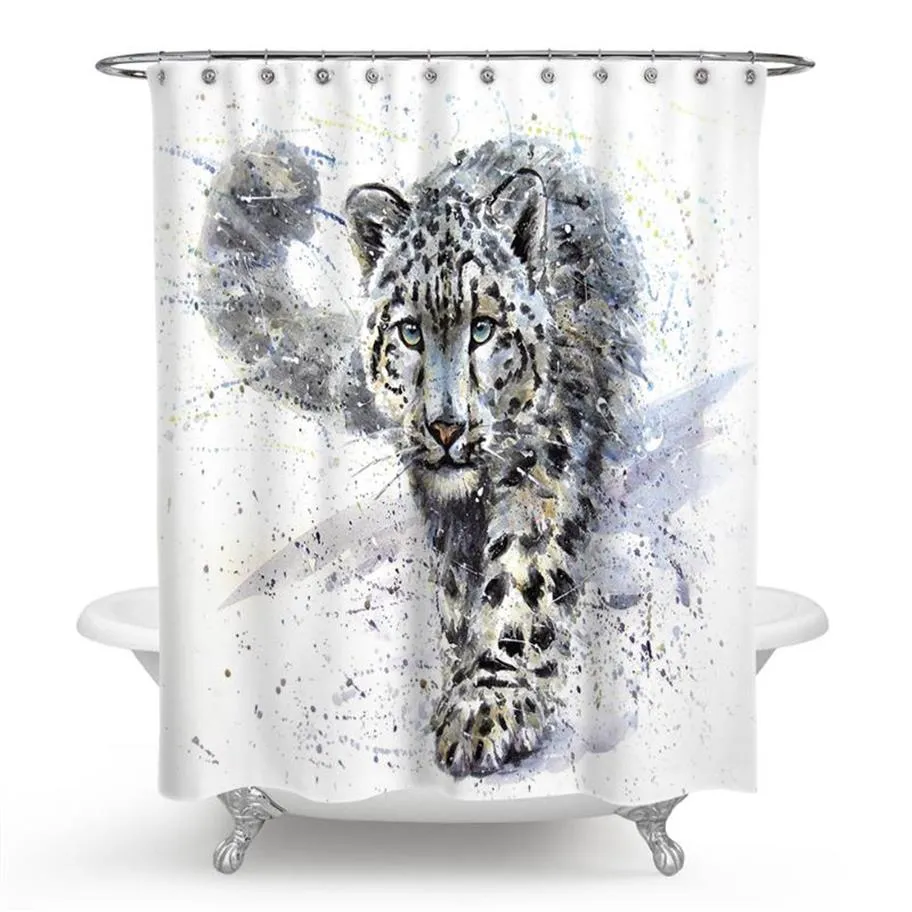 Rideaux de douche Guépard Léopard Lion Rideau Polyester Impression Étanche Salle De Bains Jungle Animaux Lions Imprimé Bain Porte Decor2701