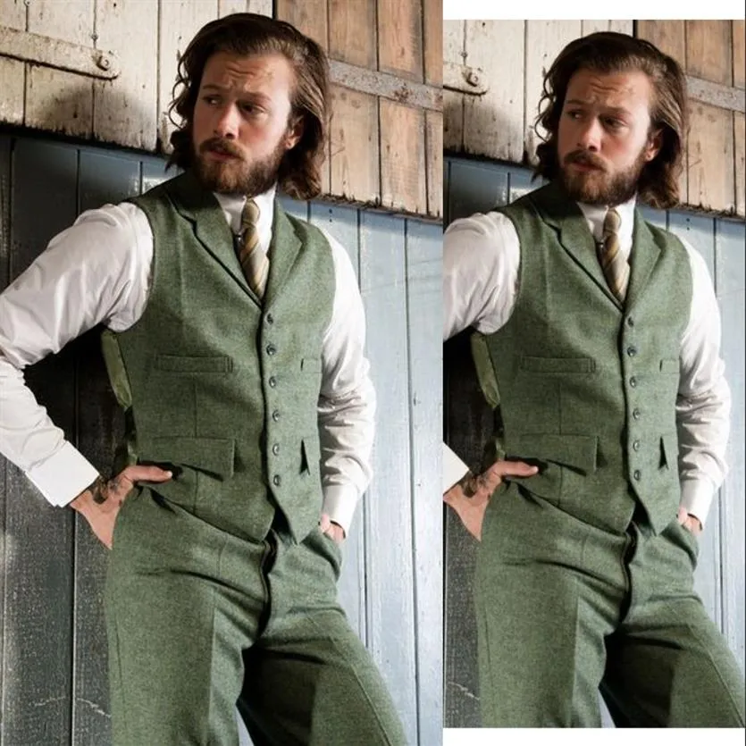 Green Groom Vests 2019 Custom Made Six Five Men Vest Slim Fit Prom Vest Notched Lapel Wedding Wayscoat2819