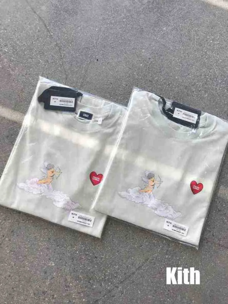 Kläder t-shirt 21ss kith t shirt män kvinnor cupid bågskytte älskar tryck mode trend bekväm lös enkel casual tshirt ej66