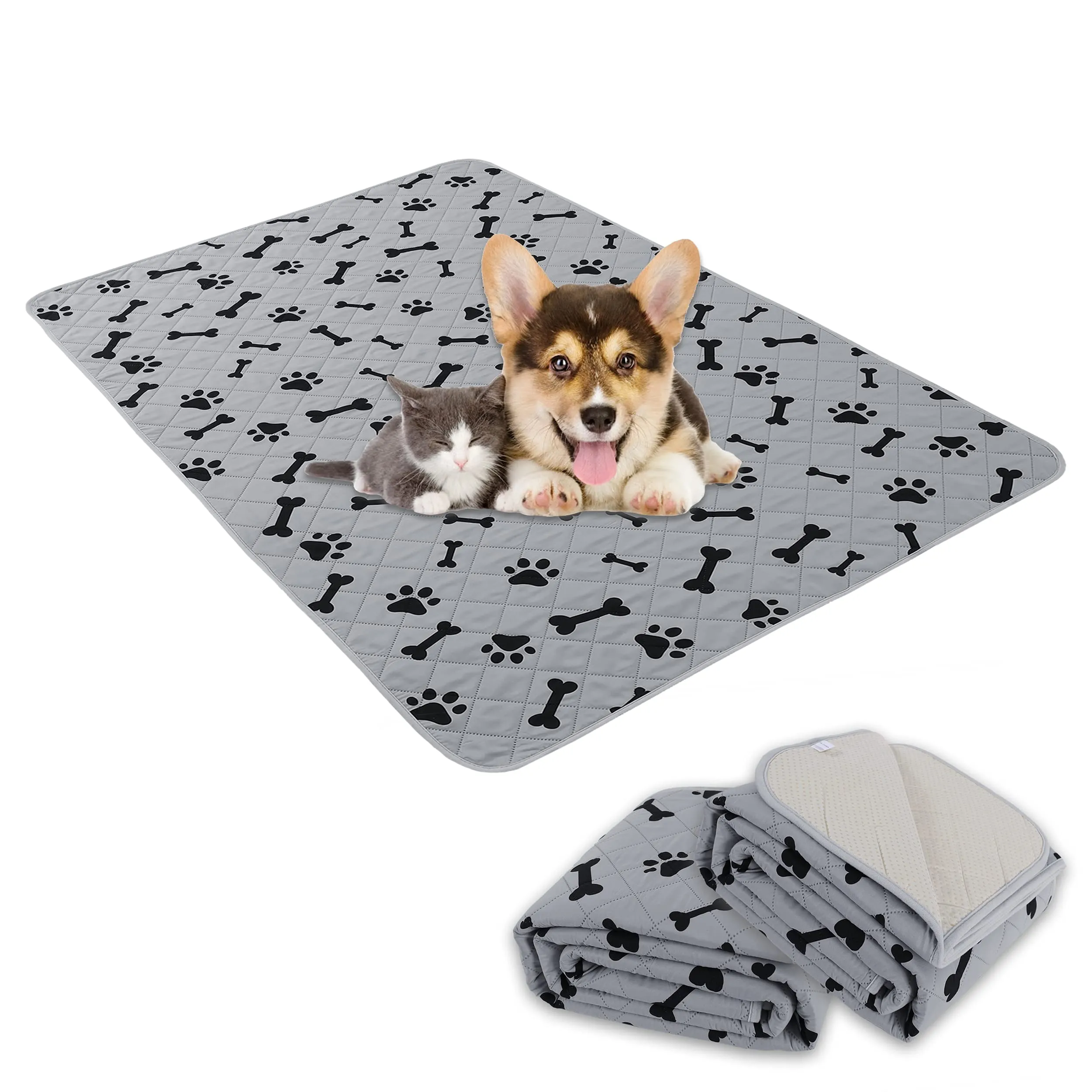 Sous-tapis lavables pour chiens Tapis d'incontinence réutilisables pour chiots Tapis d'entraînement imperméable pour animaux de compagnie