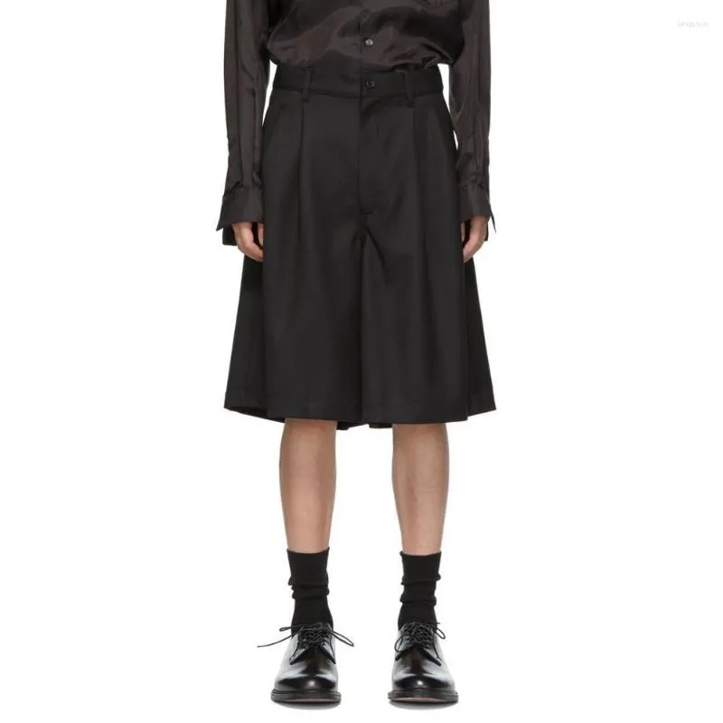 Męskie spodenki czarne korea plisowane szerokie nogi spodne mody kobiety 2023 Letnia elastyczna kieszonka kieszonkowa elegancka łydka DMY